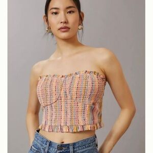 NWT ANTHROPOLOGIE Pilcro Rainbow Smocked Tube Top Size Medium (fits L)